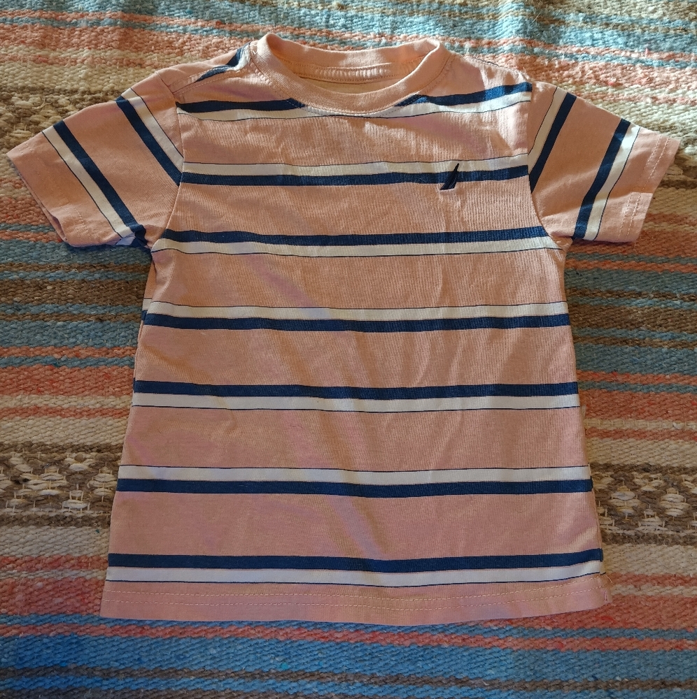 Nautica Striped Kids Shirt - Peach and Blue